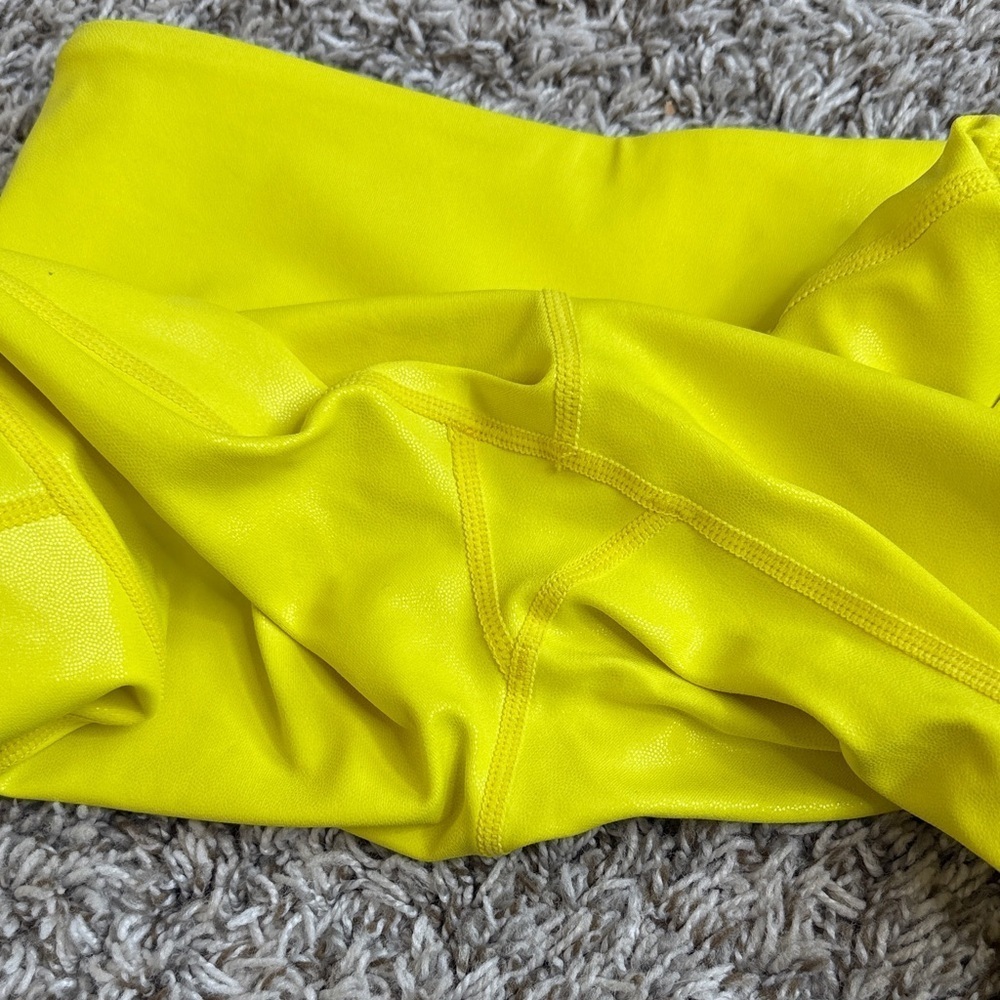 Zyia Active Leggings with Pockets Metallic Bright Yellow size 2 - Picture 13 of 14